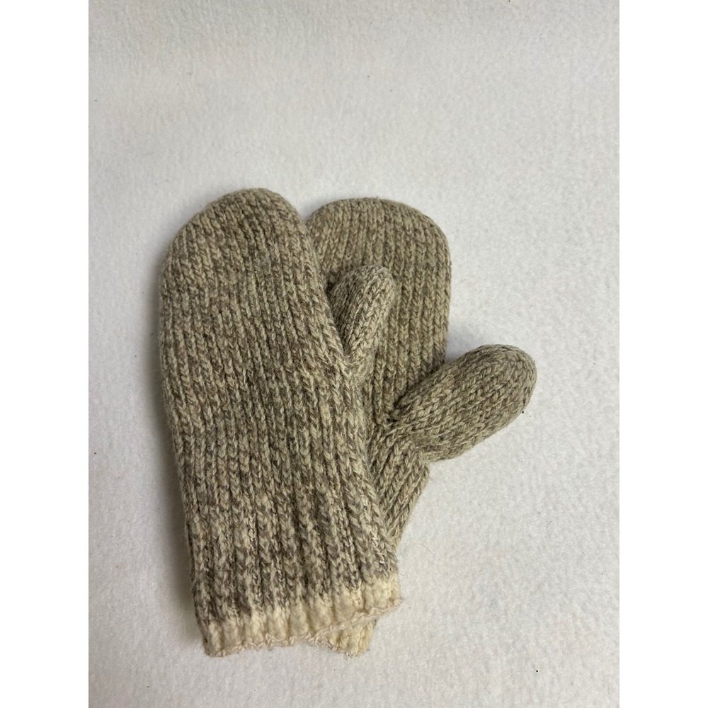 Cabincore Gorpcore Unbranded Unisex Small Tan Marled Wool Blend Knit Mittens